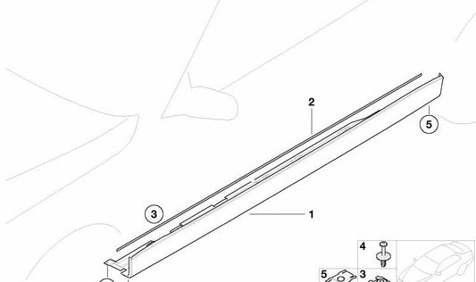 Cubierta del umbral izquierda para BMW E38 (OEM 51718242715). Original BMW