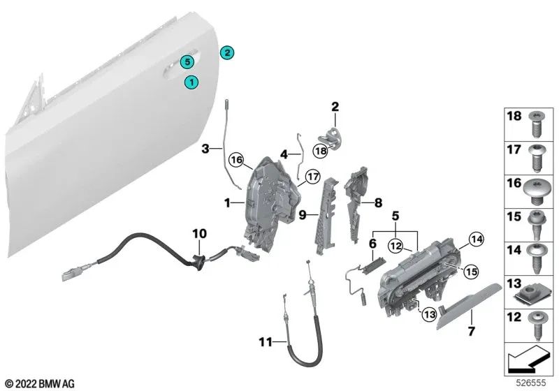 Soporte de manilla de puerta exterior izquierda para BMW G42, G87, G26 (OEM 51215A25811). Original BMW.