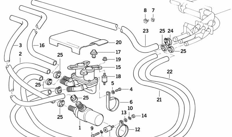 Radiator Engine Return Pipe for BMW E34 (OEM 64218391293). Genuine BMW