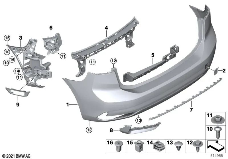 Soporte lateral trasero derecho para BMW Serie 2 U06 (OEM 51128739138). Original BMW