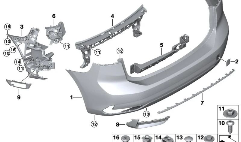 Pinza izquierda para BMW U06 (OEM 51129447657). Original BMW.