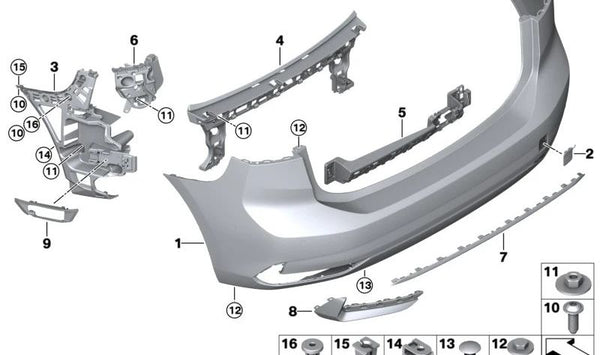 Cubierta del enganche de remolque, imprimada para BMW Serie 2 U06 (OEM 51125A360B2). Original BMW