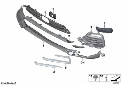 Moulage latéral droit pour BMW G05 (OEM 51117449682). BMW d'origine.