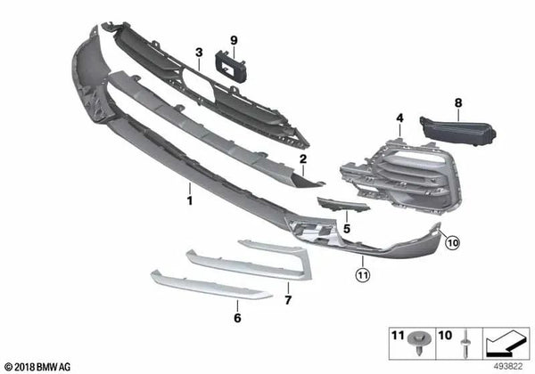 Rejilla lateral cerrada derecha para BMW G05 (OEM 51117449680). Original BMW