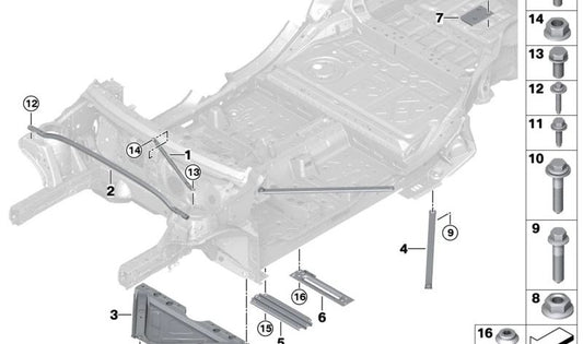 Deflector anteriore OEM 51619880679 per BMW U11, U12, U10, U25. BMW originale.