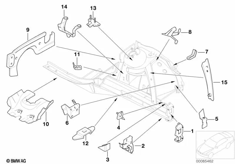 Soporte de radiador para BMW E65, E66 (OEM 41117000365). Original BMW.