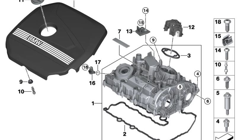 Tapa de culata OEM 11127952872 para BMW F70, U06, U11, U10, F65, F66, U25. Original BMW