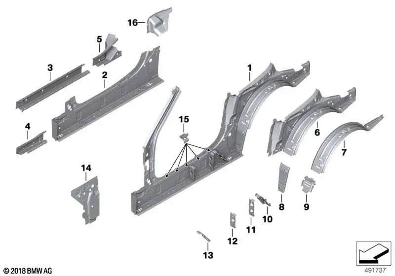 Placa de cierre del paso de rueda derecho para BMW Z4 G29 (OEM 41218499026). Original BMW