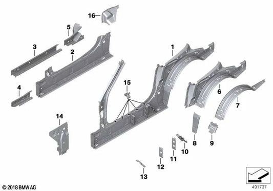 Placa de cierre del paso de rueda derecho para BMW Z4 G29 (OEM 41218499026). Original BMW