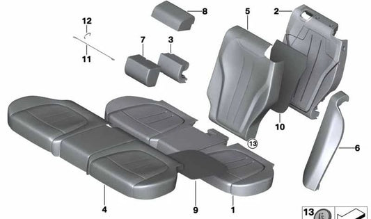 Panel lateral de cuero derecho OEM 52208061284 para BMW X5 M (F85). Original BMW.