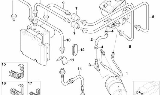 Tubería para BMW E46 (OEM 34326754947). Original BMW