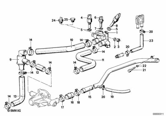 Water pipe for BMW E28 (OEM 11531706556). Original BMW.