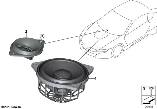 Stereo-/HiFi-Mitteltöner für BMW F20, F21 Serie 2 F22, F23, F87 i I12, I15 (OEM 65139804157). Original BMW