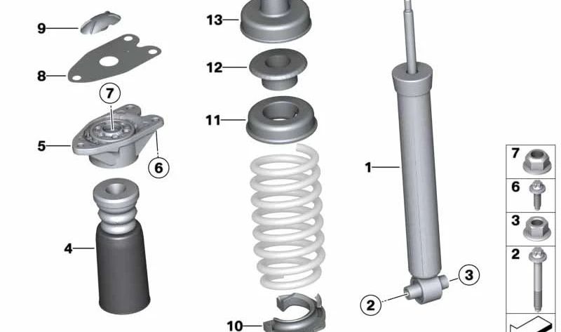 Amortiguador adicional trasero para BMW F20, F20N (OEM 33536858732). Original BMW