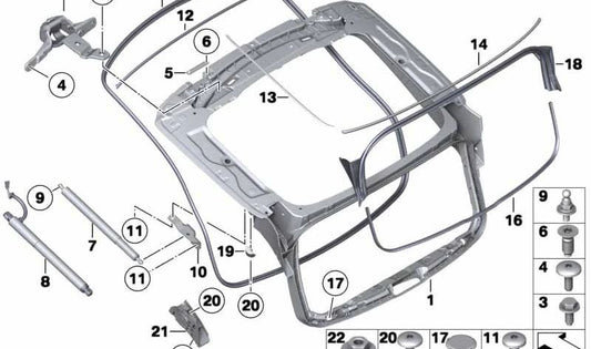 Suporte direito à direita da porta traseira OEM 51247201570 para BMW F07 (série 5 GT). BMW original.