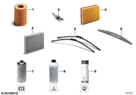 Juego de Escobillas Limpiaparabrisas para BMW G42, G87, G20, G20N, G21, G21N, G28, G28N, G80, G81, G22, G23, G26, G82, G83 (OEM 61619478362). Original BMW