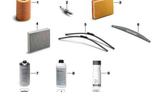 Limpiacristales sin Anticongelante para BMW E81, E82, E87, E88, F20, F21, F40, F52, F70, F22, F23, F44, F45, F46, F87, G42, G87, U06, E46, E90, E91, E92, E93, F30, F31, F34, F35, G20, G21, G28, G80, G81, F32, F33, F36, F82, F83, G22, G23, G26, G82, G83, E