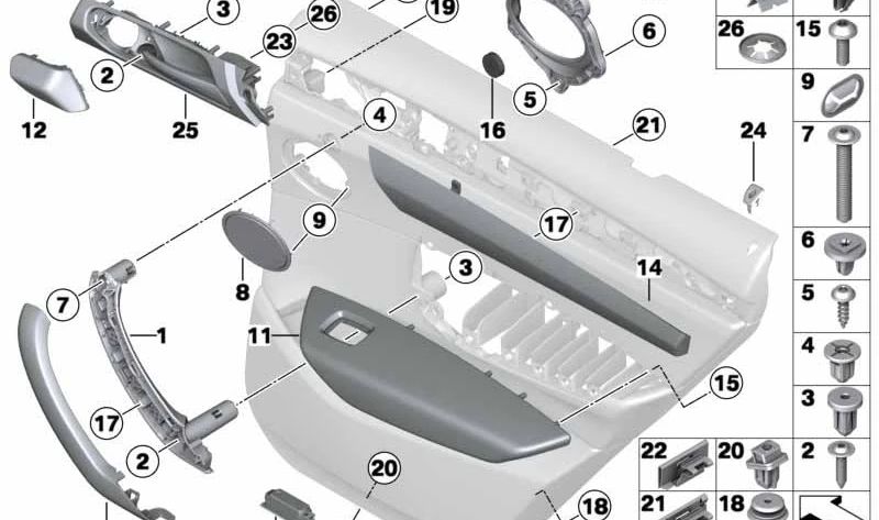 Moldura de puerta satinado plata mate OEM 51417213072 para BMW F25, F26 (X3, X4). Original BMW.