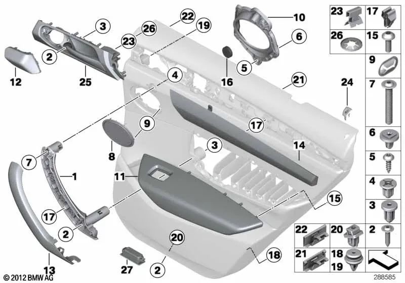 Rejilla del altavoz trasera izquierda para BMW X3 F25, X4 F26 (OEM 51427237853). Original BMW