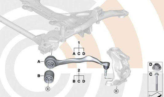 Right tie rod repair kit for BMW F20, F21, F22, F23, F30, F31, F34, F35, F32, F33, F36 (OEM 31102467056). Original BMW