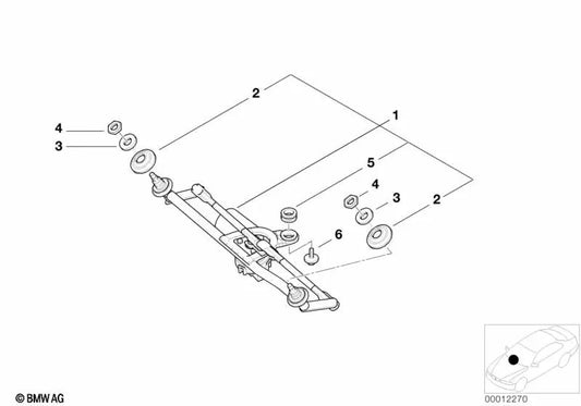 Varillaje del limpiaparabrisas con motor para BMW Serie 3 E46 (OEM 61617071694). Original BMW