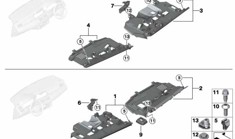 Caminho inferior do OEM do lado do passageiro 51459199138 para BMW F07. BMW original.