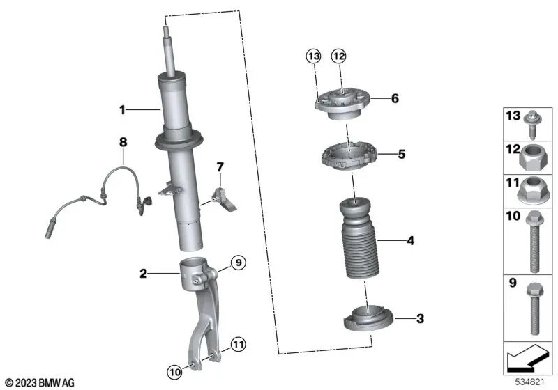 Cojinete de soporte para BMW X5 F95, F95N, X6 F96, F96N, XM G09 (OEM 31308092142). Original BMW