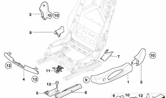 Right outer cover for BMW E93, E93N, E64, E64N (OEM 52109116572). Original BMW.