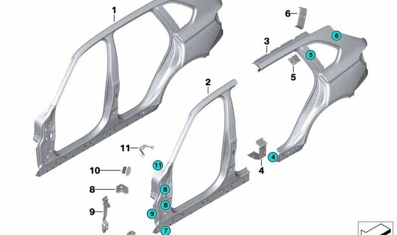 Pilar A con entrada derecha para BMW F16, F86 (OEM 41217352062). Original BMW