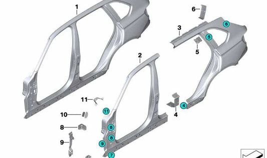 Eine Säule mit rechtem Eingang für BMW F16, F86 (OEM 41217352062). Original BMW