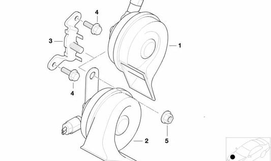 Soporte de Bocina para BMW E52 (OEM 61338385720). Original BMW.