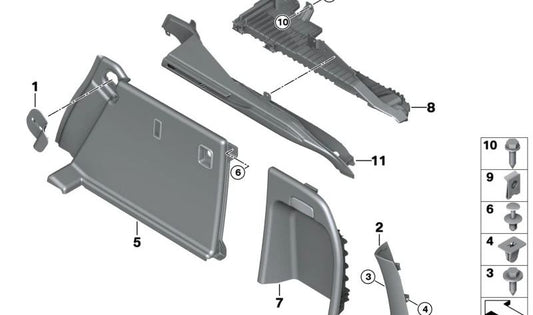 Right balcony trim for BMW F16, F86 (OEM 51477369414). Original BMW.