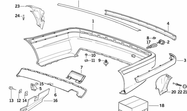 Moldura lateral izquierda OEM 51128162003 para BMW E36 (Compact, Berlina, Coupé, Touring, Cabrio). Original BMW.