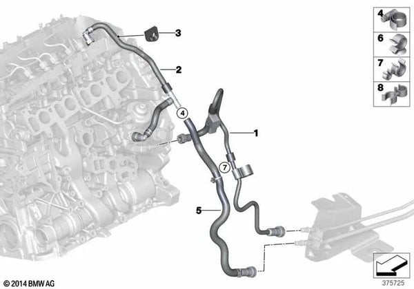 Tubería de combustible para BMW F25, F26 (OEM 13538514104). Original BMW.