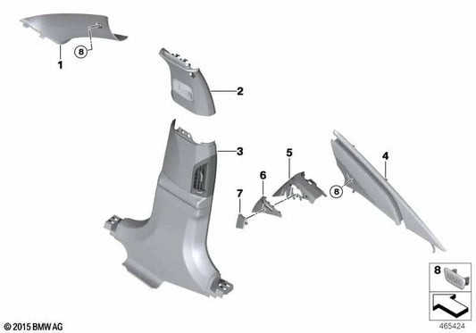 Cubierta de la columna C Alcantara superior izquierda para BMW G12, G12N (OEM 51437989487). Original BMW.