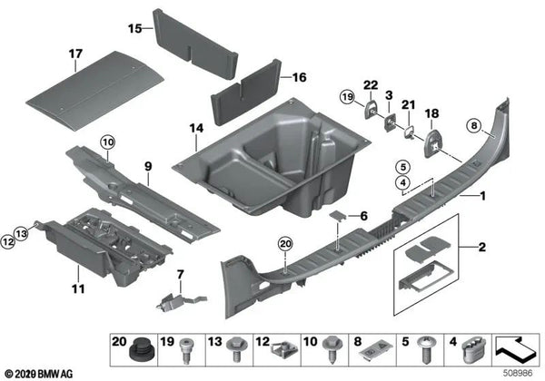 Soporte de Larguero Derecho para BMW Serie 3 E91, E91N (OEM 51477068886). Original BMW.