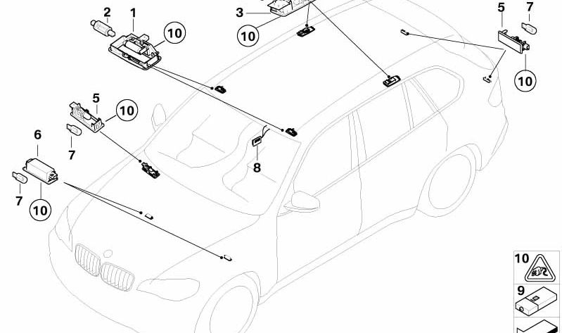 Luz interior trasera para BMW X5 E70 (OEM 63316973627). Original BMW