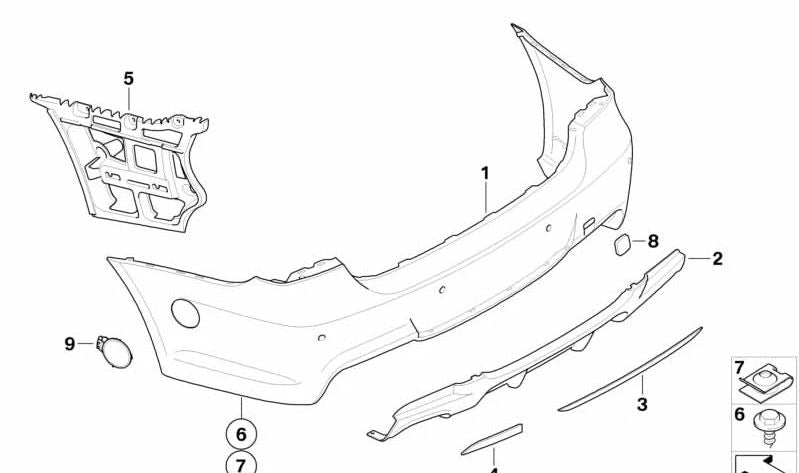 Guía Parachoques lateral derecho para BMW E91, E91N (OEM 51127907260). Original BMW.