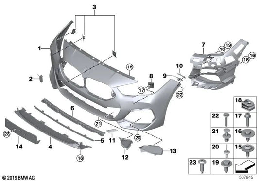 Stoßstangenverkleidung, grundiert, vorne für BMW 2er F44 (OEM 51118080697). Original BMW.