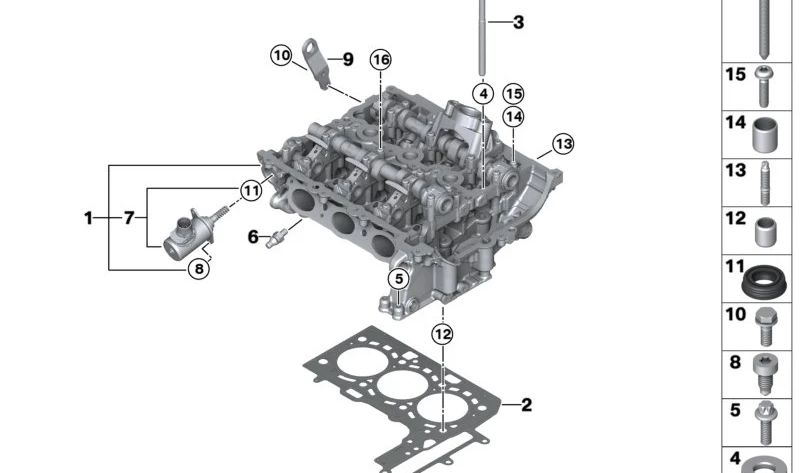 Culata con Tren de Válvulas para BMW I12, I15 (OEM 11128482776). Original BMW