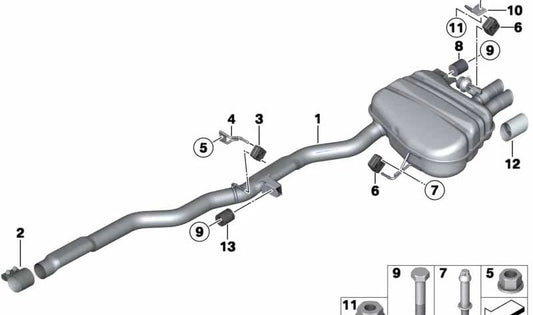 Anillo de goma para BMW Serie 5 F07, F10, F11, F18, Serie 6 F06, F12, F13, Serie 7 F01, F02 (OEM 18207585359). Original BMW.