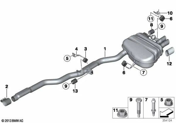 Embellecedor de tubo de escape cromado en negro para BMW Serie 5 F07, F07N (OEM 18307649489). Original BMW