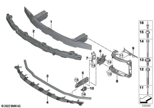 Adaptador izquierdo para BMW Serie 2 G87, Serie 3 G80, G81, Serie 4 G82, G83 (OEM 51118071633). Original BMW