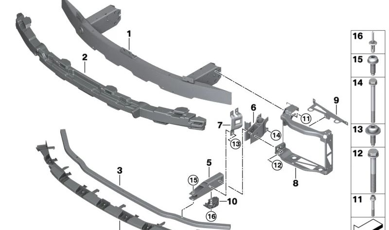 Front lower bumper bracket for BMW 2 Series G87 (OEM 51118082152). Original BMW