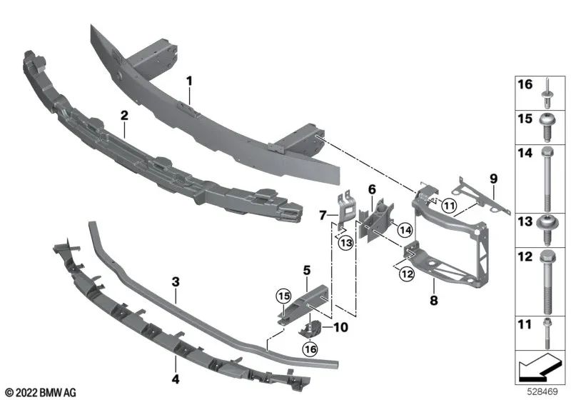 Querstrebe hinten rechts für BMW G87, G80, G81, G82, G83 (OEM 51118074896). Original BMW