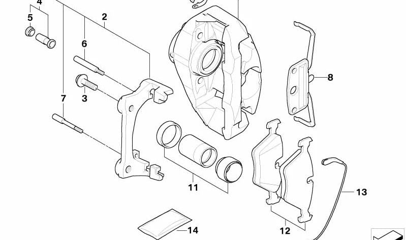 Soporte de pinza de freno OEM 34116753661 para BMW E60, E61, E63, E64, E65, E66. Original BMW.