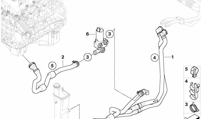 Tubo de avance del motor - válvula de agua para BMW X3 E83N (OEM 64213416609). Original BMW