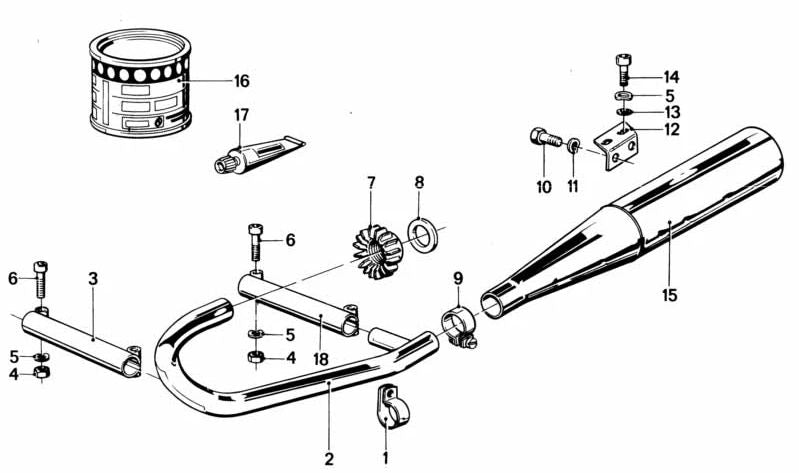 Black Mid Exhaust Pipe OEM 18112302011 for BMW 3 Series (E21). Original BMW