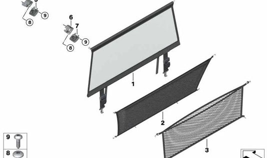 Rete di separatore anteriore destro per BMW G07 (OEM 51477438990). BMW originale