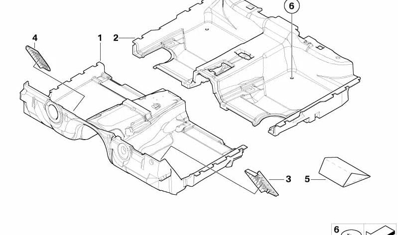 Reposapiés trasero para BMW E66 (OEM 51477079661). Original BMW